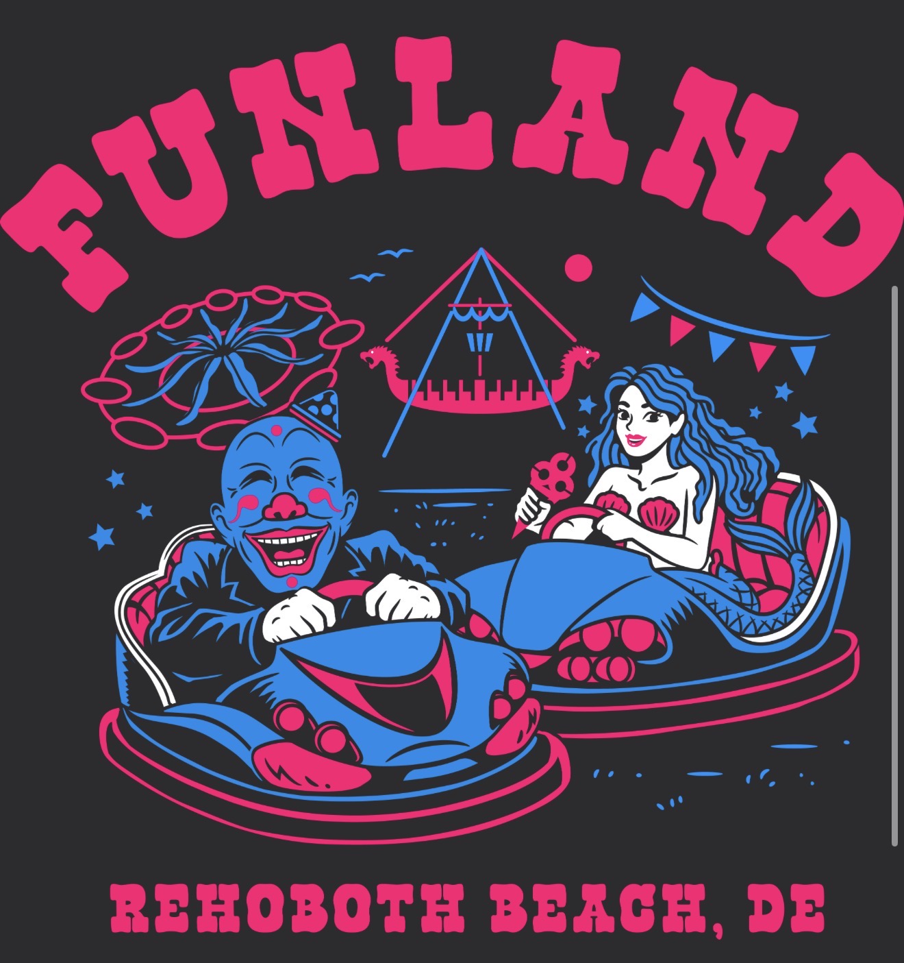 NEW 2026 Navy Clown & Mermaid T-shirt - Funland x Cotton Candy Clothing