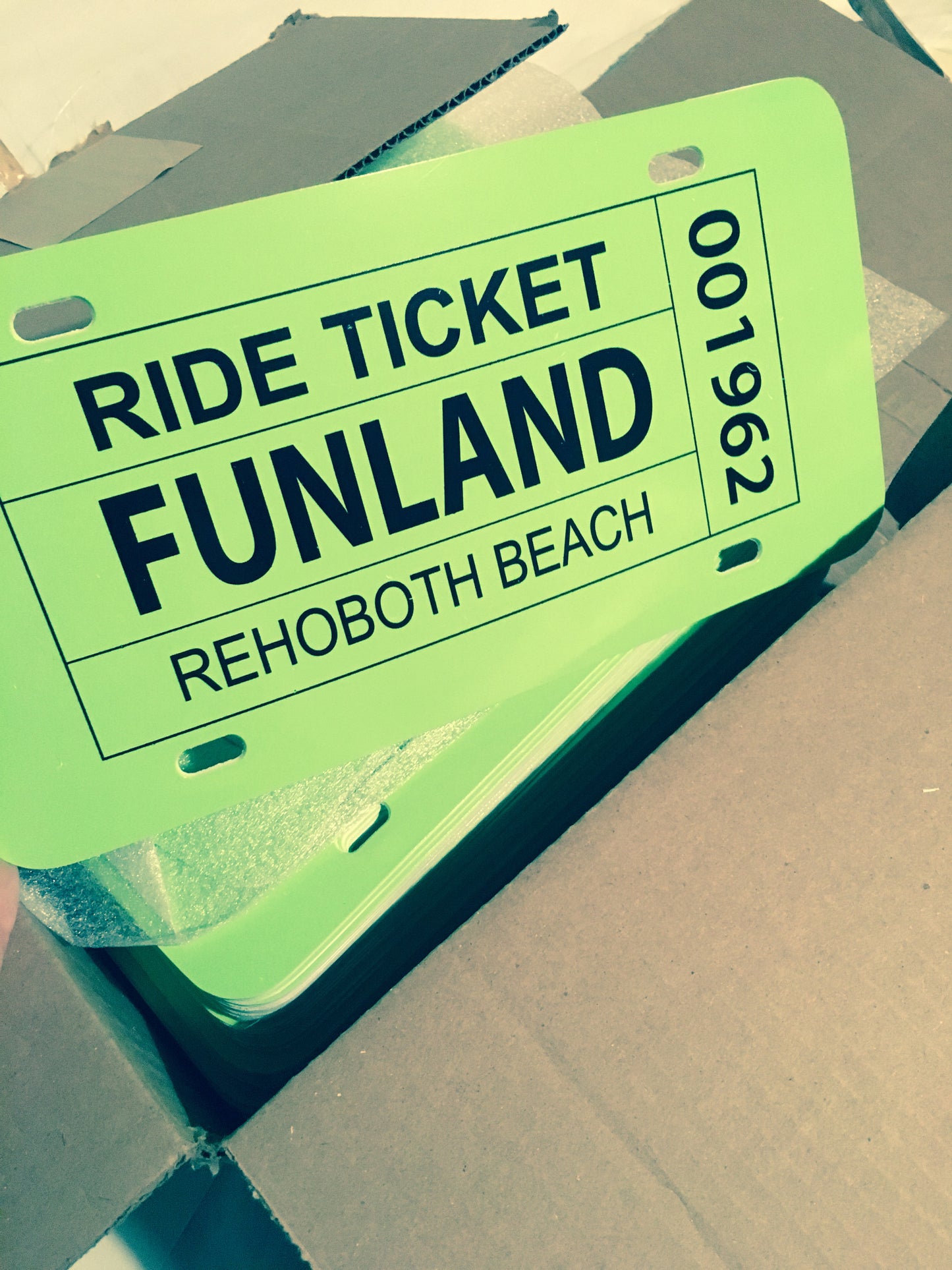 Funland Ticket license plate